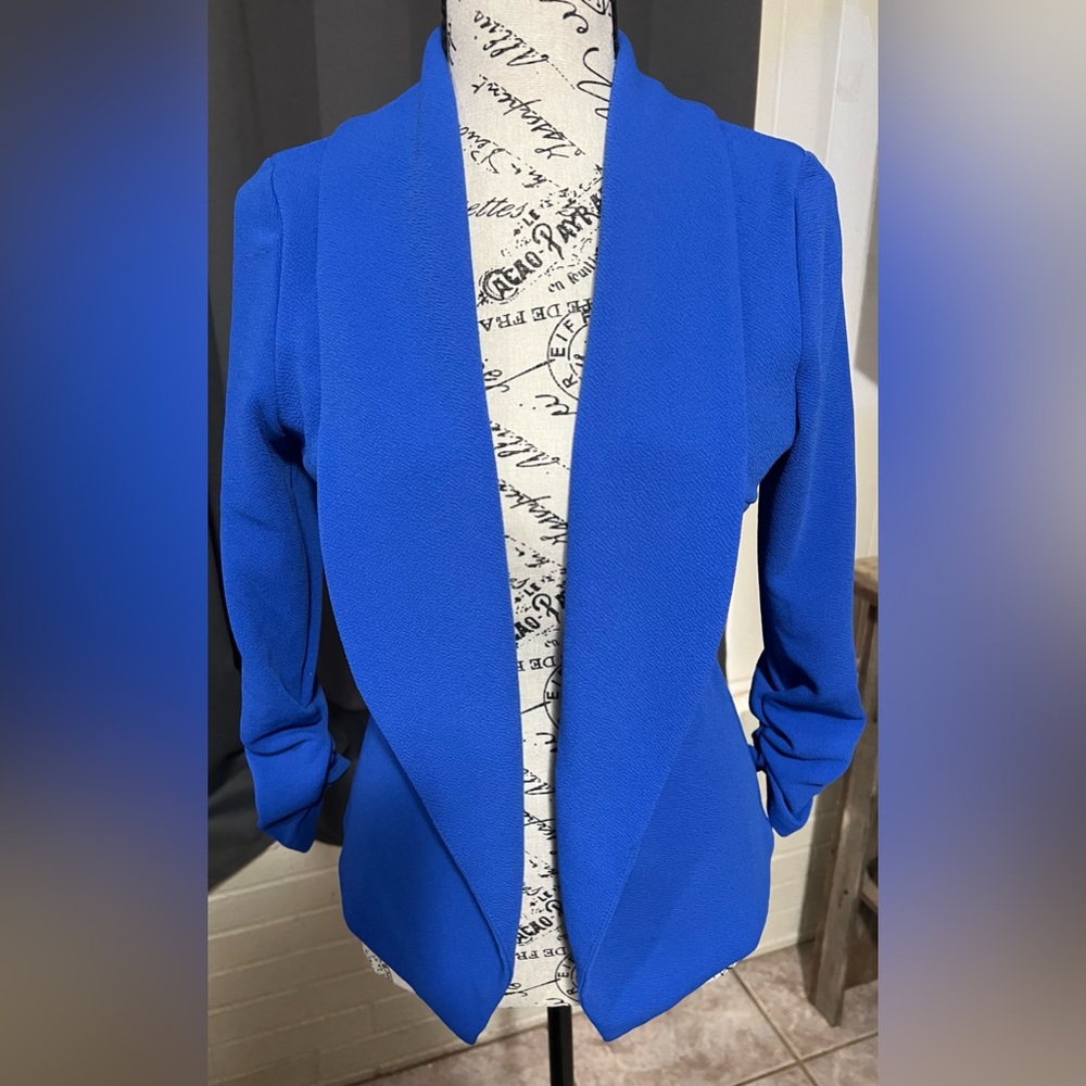 Open-Front Cobalt Blue Blazer Jacket